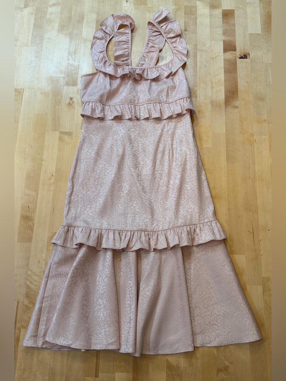 SAYLOR Maxina Ruffled Soft Blush Pink Jacquard Midi